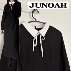 JUNOAH バイカラー襟付き長袖ワンピースのサムネイル