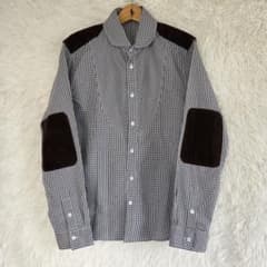 COMME des GARCONS エルボーパッチ ギンガムチェックシャツ XL - メルカリ