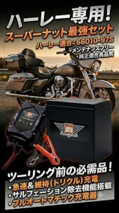 ハーレー専用セット★バッテリー＆充電器★型番66010-97S★AGM対応充電器のサムネイル