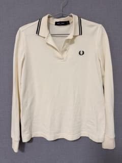 美品　FRED PERRY 長袖ポロシャツ アイボリー UK 12 FRED PERRY 長袖ポロシャツ アイボリー UK 8 - メルカリ