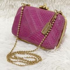 未使用級】COACH コーチ ターンロック パイソン チェーンショルダー  