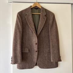 Harris Tweed ヘリンボーン テーラードジャケット ブラウンのサムネイル
