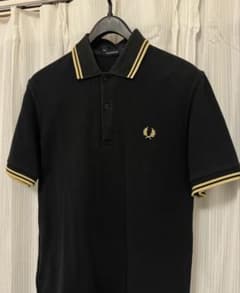 FRED PERRY フレッドペリー 半袖 ポロシャツ 黒x金襟 M12 英国製