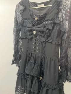 LIZLISA フロントティアードシフォンワンピース ブラック リズリサ