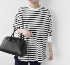 relume ワッフルオーバーサイズロングスリーブTシャツ　ボーダーロンT