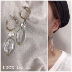 83 再再販 クリア ストーン ゴールド チタン 半円フープ ゆれる お洒落 - 3