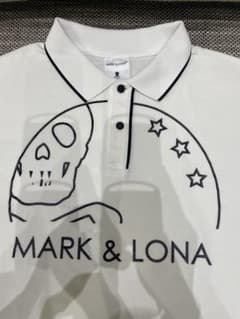 MARK & LONA スカルポロシャツ ホワイト MARK&LONA マークアンドロナ 半袖ポロシャツ 白×黒 スカル