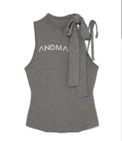 ネイビー ANDMARY Mary logo ribbon tank ANDMARY】Mary logo ribbon tank