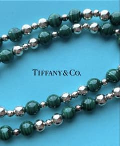 美品】Tiffany ティファニー マラカイト×シルバー ロングネックレス 