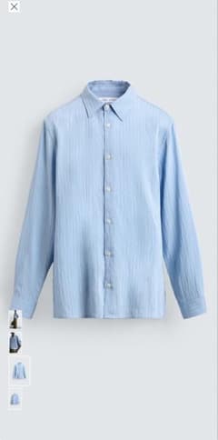 zara ストライプ柄ジャカードシャツ　ライトブルー　Lサイズのサムネイル