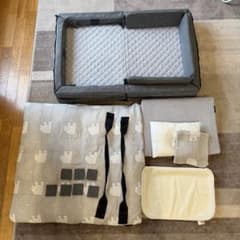 【美品】farskaコンパクトベッド Free グレー 防水パッド付きのサムネイル