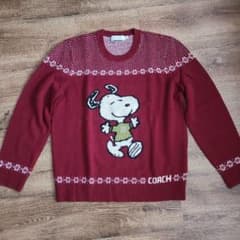 COACH x PEANUTS スヌーピー ニット M 赤 - メルカリ