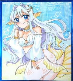 オリジナル 手描き アナログ イラスト 色紙 人魚 - メルカリ