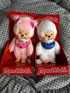 海外限定モンチッチ スノー白色 Sサイズ サクラピンク色S サイズ 2体