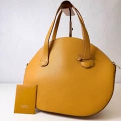 希少】Bランク DELVAUX 高級本革ハンドバッグ イエロー 「21EL 