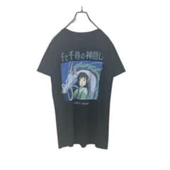 Rare 00s Spirited Away Studio Ghibli Official Large T-Shirt Black Size S