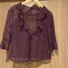 FINAL STAGE 花柄刺繍 シアーブラウス ワインレッド34 （7号）のサムネイル