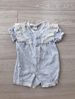 Cottoli ベビー ロンパース 50-60cm ボーダー レースのサムネイル