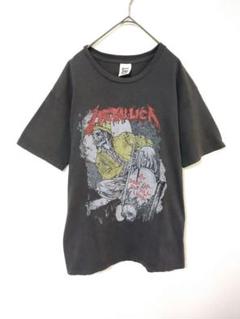 大人気　メタリカ　Tシャツ　メンズL相当　グレー色　前面大プリント　綿100％ 大人気 メタリカ Tシャツ メンズL相当 グレー色 前面大プリント