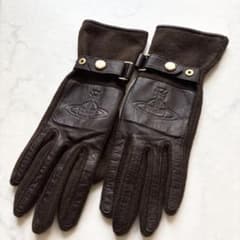 希少✨Vivienne Westwood レザーコンビ 手袋 ブラウン オーブ - メルカリ