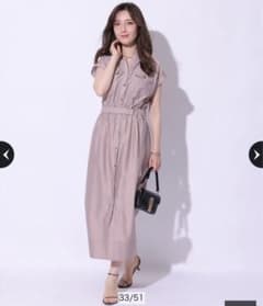 美品　アプワイザーリッシェ　金釦ワークワンピース　ピンクベージュ M アプワイザーリッシェ 金釦ワークワンピース - メルカリ