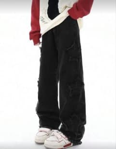 黒　星　ジーンズ　デニム