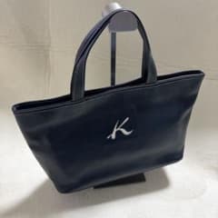 キタムラ ハンドバッグ ネイビー レザー ミニポーチ付き マグネット 