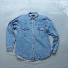 古着 A0462 デニムシャツ S 青 ウエスタンシャツ