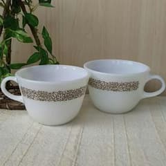 ☆美品☆Pyrex パイレックス ウッドランド カップ 2個 (ファイヤーキングのサムネイル