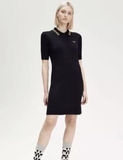 FRED PERRY Ribbed Knitted Shirt Dress