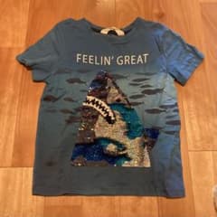 サメ スパンコール Tシャツ ブルー　110 120のサムネイル