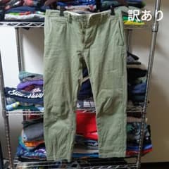 訳あり　ボタンなし　ユニクロジーンズ カーキ　ズボン　オシャレ　パンツ