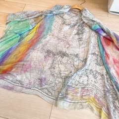 Faliero Sarti 地図プリント ストール　シルク　マップ柄　希少　総柄 Faliero Sarti 地図プリント ストール シルク マップ柄 希少 総柄