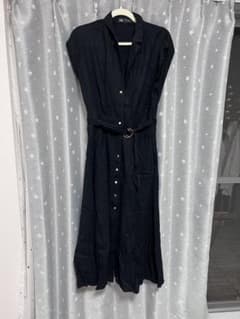 み*み様 ZARA 半袖 シャツワンピース ブラック Lサイズのサムネイル