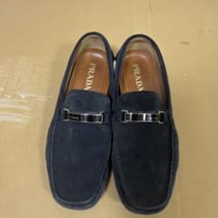 PRADA スエード（スウェード） ローファー ネイビー - メルカリ