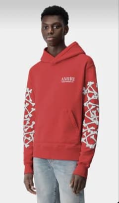 訳あり AMIRI アミリ 新品 ボーンデザイン パーカー レッド Mサイズ 