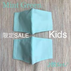 キッズハンドメイドマスク♡ミントグリーン2枚セット♪のサムネイル