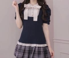 【出回り少】pium ピウムケーブルカットバルーンミニワンピース ネイビーのサムネイル