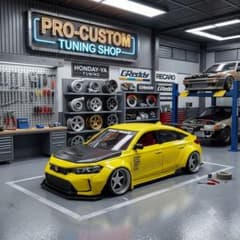 トミカ改造 ホンダ シビックタイプR 黄色 ウイング 深リム ☆ホット