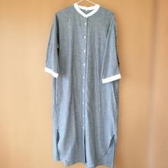 【しまむら】ストライプ長袖シャツワンピース　Lサイズ