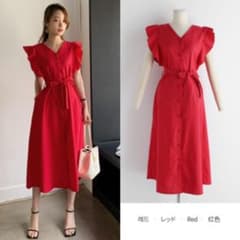 【ニック様専用】⒈レッド フリル ワンピースのサムネイル
