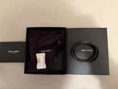 SAINT LAURENT ブラックレザーブレスレットのサムネイル