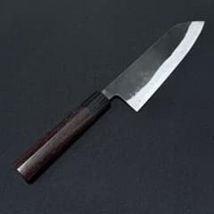仙助 三徳 包丁 170mm 安来鋼 青紙二号 紫檀シノギ柄 黒打ち ② 包丁 仙助 三徳包丁 青二鋼 黒打ち 鍛造 紫檀シノギ柄 - メルカリ