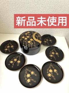 和風黄銅漆黒仕上　市松銘々皿揃　5枚セット　金彩市松模様　未使用保管品 新品未使用】漆器 喰籠入銘々皿 桜蒔絵 豆皿6枚揃 - メルカリ