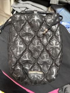 クロムハーツ ブラックレザー クロス模様 巾着バッグ クロムハーツ ブラックレザー クロス模様 巾着バッグ - メルカリ