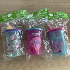 커비 빨대가있는 컵 3 개 세트