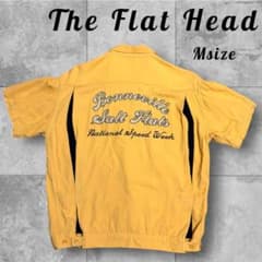 THE FlatHead フラットヘッド レーヨン ボーリングシャツ イエロー 超希少】フラットヘッド キャデラックランチ ボンネビル 刺繍 レーヨン