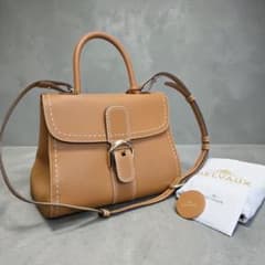 【ほぼ未使用】DELVAUX ブリヨン MM サーピケ ハンドバッグ ブラウン