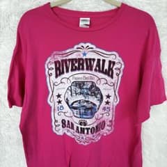 DELTA SAN ANTONIO プリントTシャツ XL ピンク 古着のサムネイル