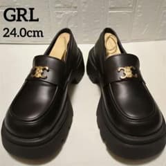 【✨️極美品✨️】GRL ビットローファー 厚底　24cm ゴールド金具 黒のサムネイル